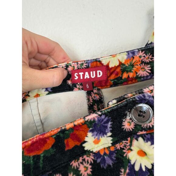 STAUD Floral Velvet Velour Rex Floral Flare Pants 6 - Picture 3 of 5